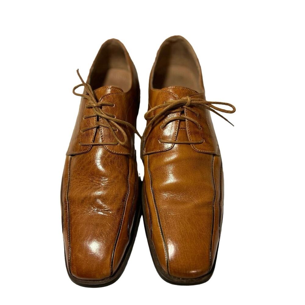 Mens “Fratelli Select” Leather Dress Oxford Shoe, Carmel Color, lace up,11 M